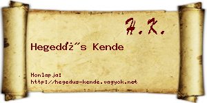 Hegedűs Kende névjegykártya