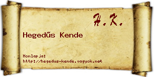 Hegedűs Kende névjegykártya