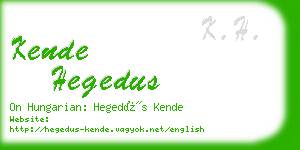kende hegedus business card